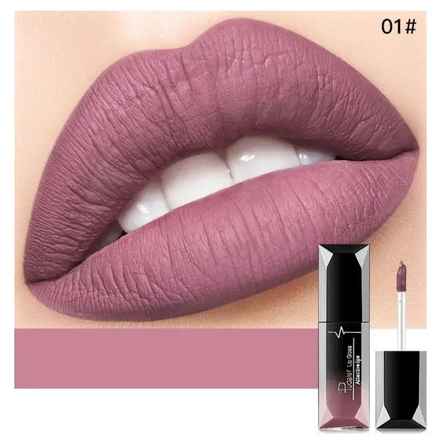 Pudaier Waterproof Lip Gloss Matte Liquid Lipstick Matte Lip Stick Cosmetics Makeup Nude Purple Black Rose Cosmetics