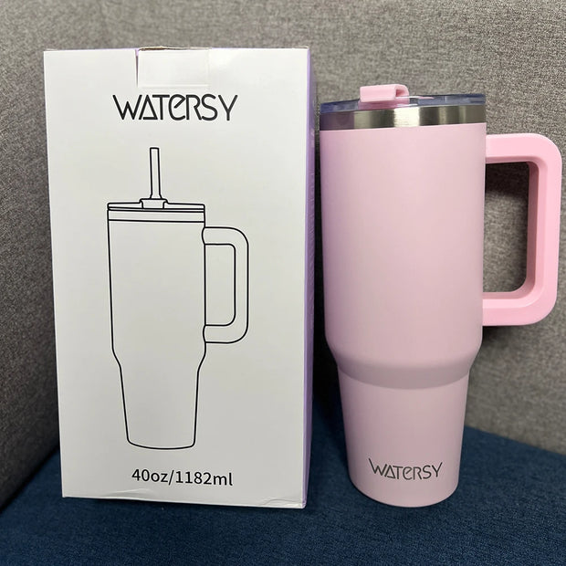 891/1182ml Insulated Mug With Handle And Straw Large Capacity 40oz Tumbler Stainless Steel Water Bottle Office Home Thermal Mug