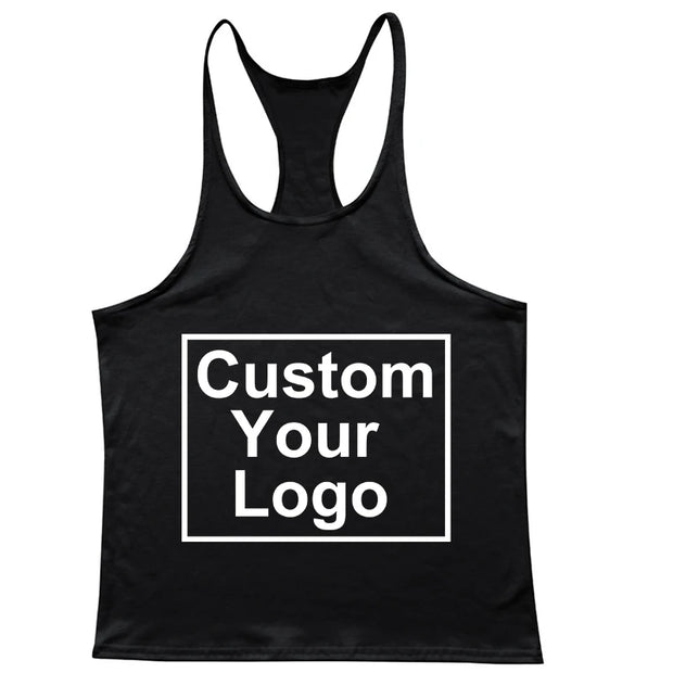 Customized Logo Men's Gym Exercise Fitness Tank Top Y Back Fitness Lightweight Shoulder Strap Muscle Stringer Fitness T-shirt