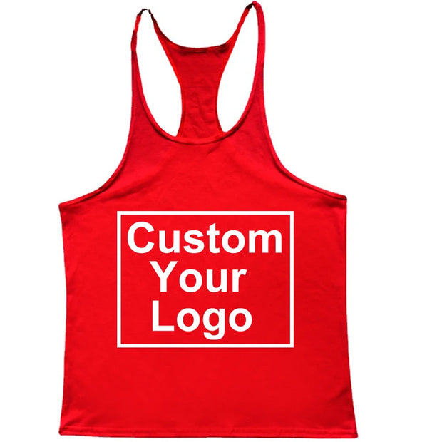 Customized Logo Men's Gym Exercise Fitness Tank Top Y Back Fitness Lightweight Shoulder Strap Muscle Stringer Fitness T-shirt