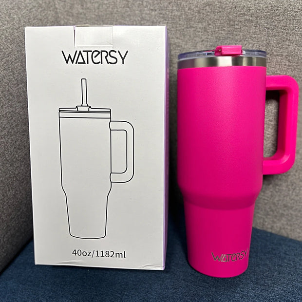 891/1182ml Insulated Mug With Handle And Straw Large Capacity 40oz Tumbler Stainless Steel Water Bottle Office Home Thermal Mug