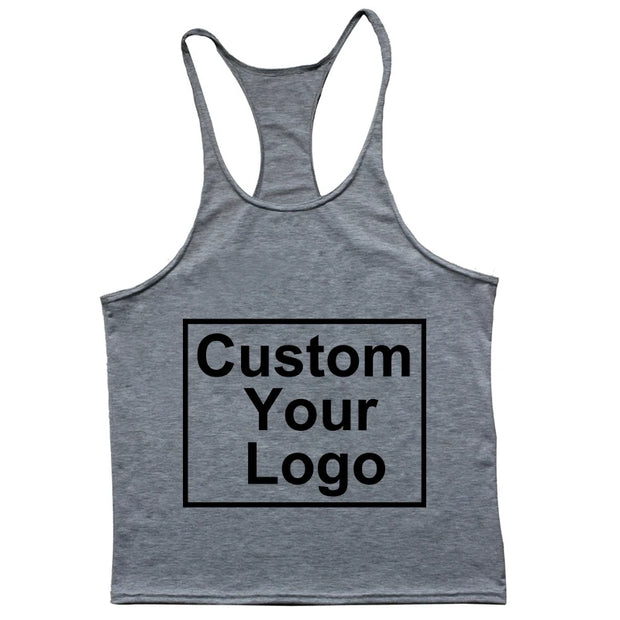 Customized Logo Men's Gym Exercise Fitness Tank Top Y Back Fitness Lightweight Shoulder Strap Muscle Stringer Fitness T-shirt