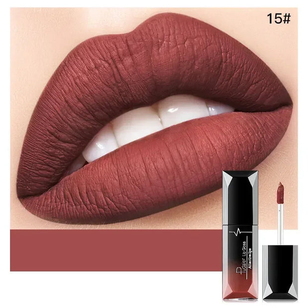 Pudaier Waterproof Lip Gloss Matte Liquid Lipstick Matte Lip Stick Cosmetics Makeup Nude Purple Black Rose Cosmetics