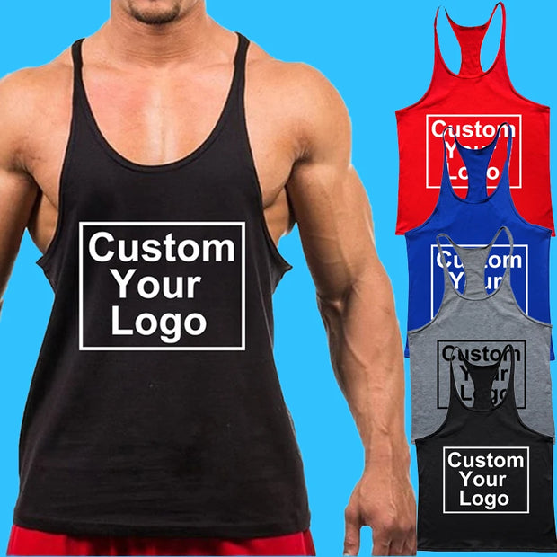Customized Logo Men's Gym Exercise Fitness Tank Top Y Back Fitness Lightweight Shoulder Strap Muscle Stringer Fitness T-shirt