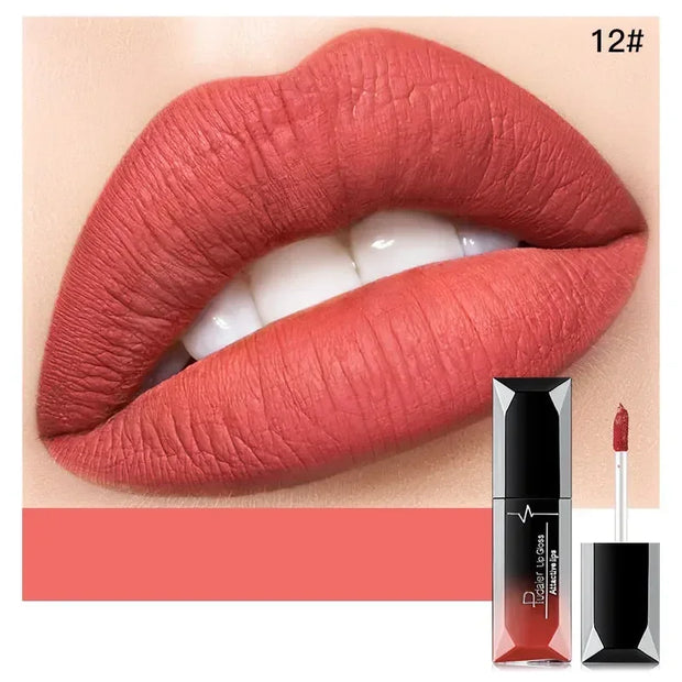 Pudaier Waterproof Lip Gloss Matte Liquid Lipstick Matte Lip Stick Cosmetics Makeup Nude Purple Black Rose Cosmetics