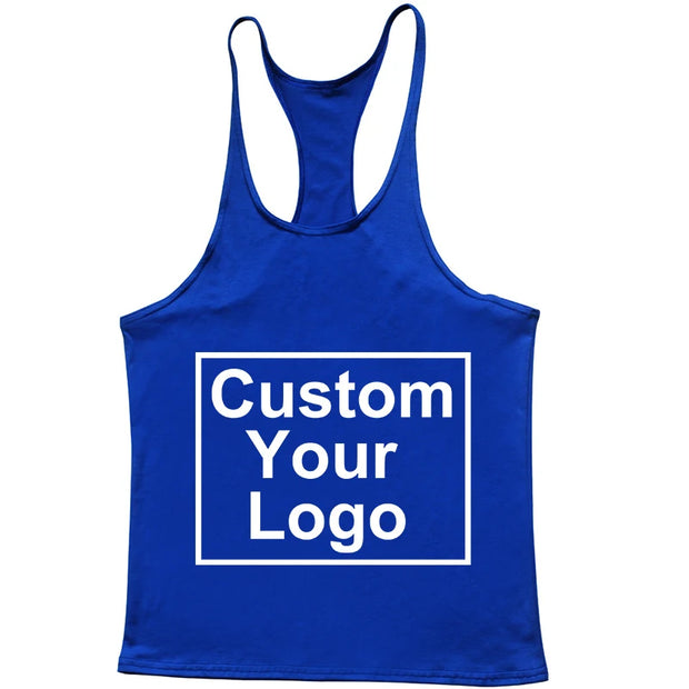 Customized Logo Men's Gym Exercise Fitness Tank Top Y Back Fitness Lightweight Shoulder Strap Muscle Stringer Fitness T-shirt