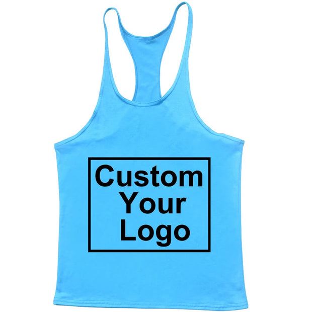Customized Logo Men's Gym Exercise Fitness Tank Top Y Back Fitness Lightweight Shoulder Strap Muscle Stringer Fitness T-shirt