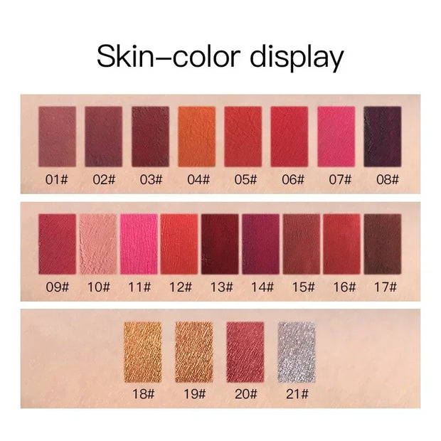 Pudaier Waterproof Lip Gloss Matte Liquid Lipstick Matte Lip Stick Cosmetics Makeup Nude Purple Black Rose Cosmetics