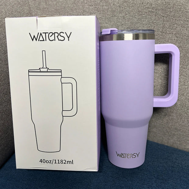 891/1182ml Insulated Mug With Handle And Straw Large Capacity 40oz Tumbler Stainless Steel Water Bottle Office Home Thermal Mug