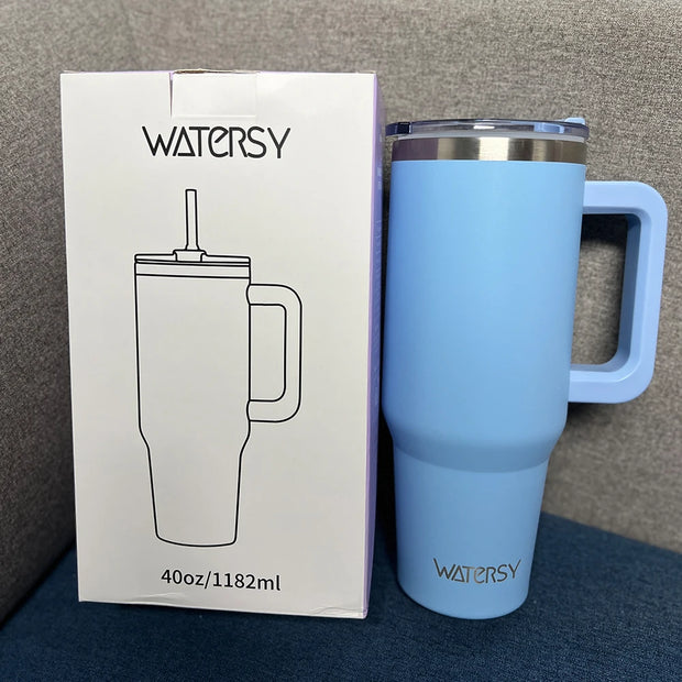 891/1182ml Insulated Mug With Handle And Straw Large Capacity 40oz Tumbler Stainless Steel Water Bottle Office Home Thermal Mug