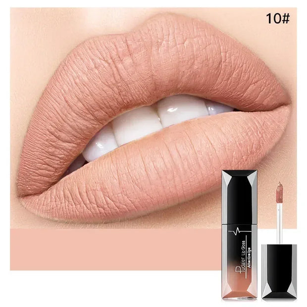 Pudaier Waterproof Lip Gloss Matte Liquid Lipstick Matte Lip Stick Cosmetics Makeup Nude Purple Black Rose Cosmetics