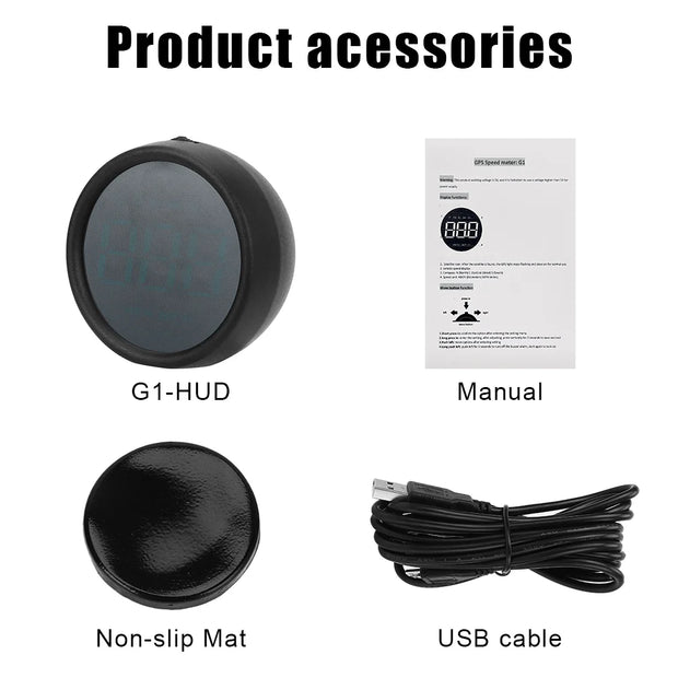 Car Head Up Display Smart Gadgets GPS Auto Electronics Accessories HUD Digital Gauges Overspeed Alarm Speedometer MPH