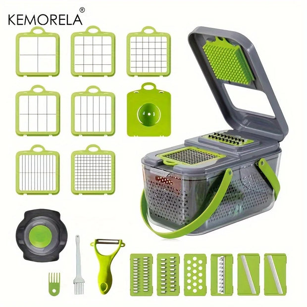 A Set Of 22-Piece Vegetable Cutter, Multifunctional Fruit Vegetable Cutter, Manual Food Grater, Container Vegetable Cutter