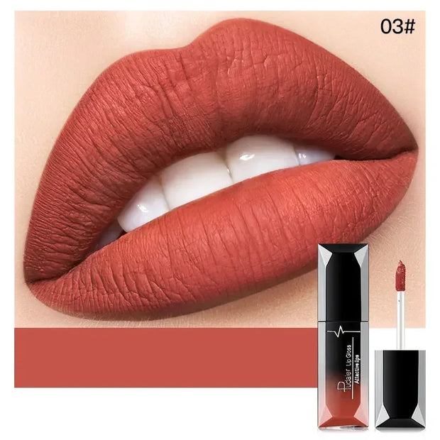 Pudaier Waterproof Lip Gloss Matte Liquid Lipstick Matte Lip Stick Cosmetics Makeup Nude Purple Black Rose Cosmetics