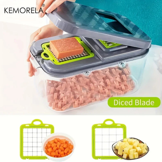 A Set Of 22-Piece Vegetable Cutter, Multifunctional Fruit Vegetable Cutter, Manual Food Grater, Container Vegetable Cutter