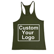 Customized Logo Men's Gym Exercise Fitness Tank Top Y Back Fitness Lightweight Shoulder Strap Muscle Stringer Fitness T-shirt