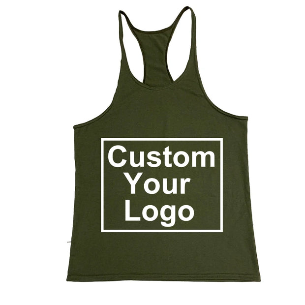 Customized Logo Men's Gym Exercise Fitness Tank Top Y Back Fitness Lightweight Shoulder Strap Muscle Stringer Fitness T-shirt