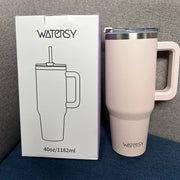 891/1182ml Insulated Mug With Handle And Straw Large Capacity 40oz Tumbler Stainless Steel Water Bottle Office Home Thermal Mug