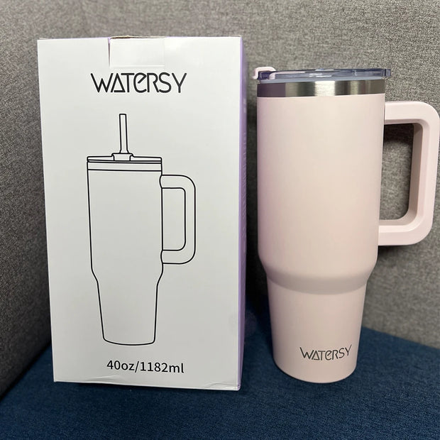 891/1182ml Insulated Mug With Handle And Straw Large Capacity 40oz Tumbler Stainless Steel Water Bottle Office Home Thermal Mug