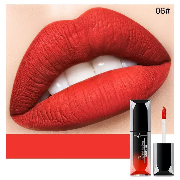 Pudaier Waterproof Lip Gloss Matte Liquid Lipstick Matte Lip Stick Cosmetics Makeup Nude Purple Black Rose Cosmetics
