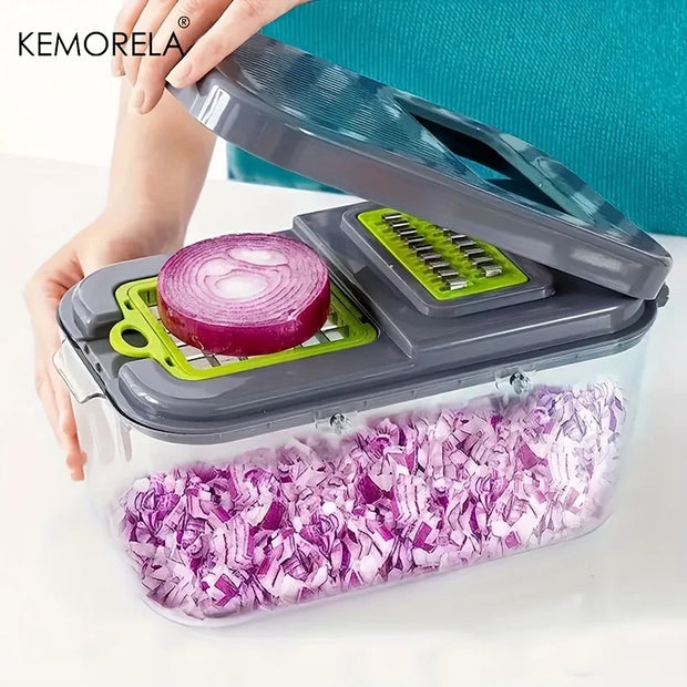 A Set Of 22-Piece Vegetable Cutter, Multifunctional Fruit Vegetable Cutter, Manual Food Grater, Container Vegetable Cutter